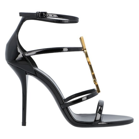Saint Laurent Cassandra Sandals In Patent Leather Black - NWT - Picture 1 of 6